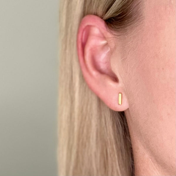 Sterling Silver Bar Studs - Gold
