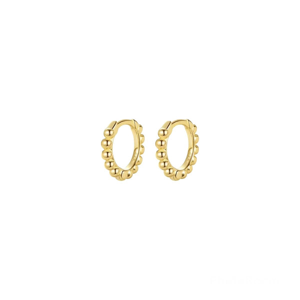 Sterling Silver Solid Bead Huggies - Gold