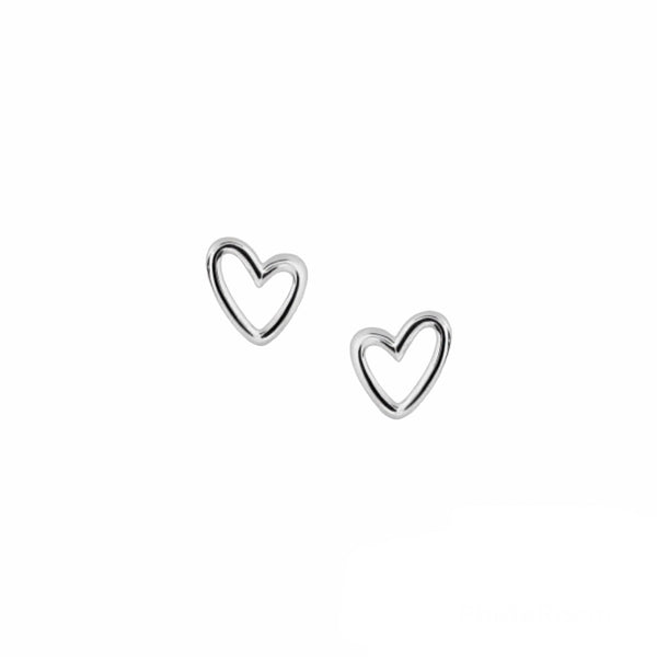 Sterling Silver Sweet Heart Studs - Silver