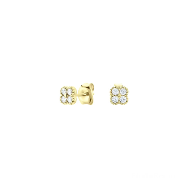 Sterling Silver Clover Studs - Gold