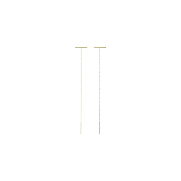 Sterling Silver Bar Threader Drop - Gold