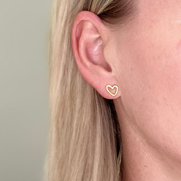 Sterling Silver Sweet Heart Studs - Gold