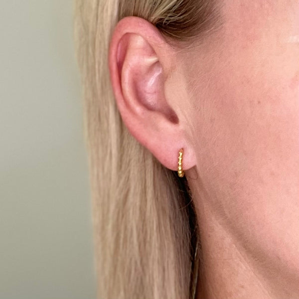 Sterling Silver Solid Bead Huggies - Gold