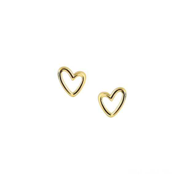 Sterling Silver Sweet Heart Studs - Gold