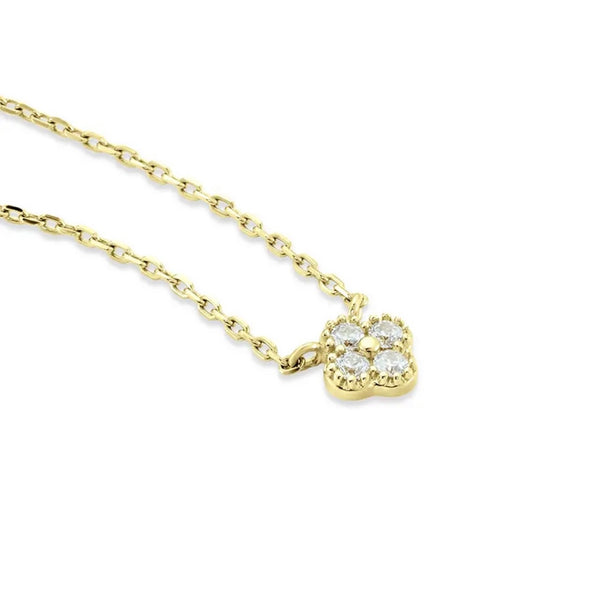 Sterling Silver Clover Pendant Necklace - Gold