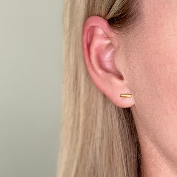 Sterling Silver Bar Studs - Gold