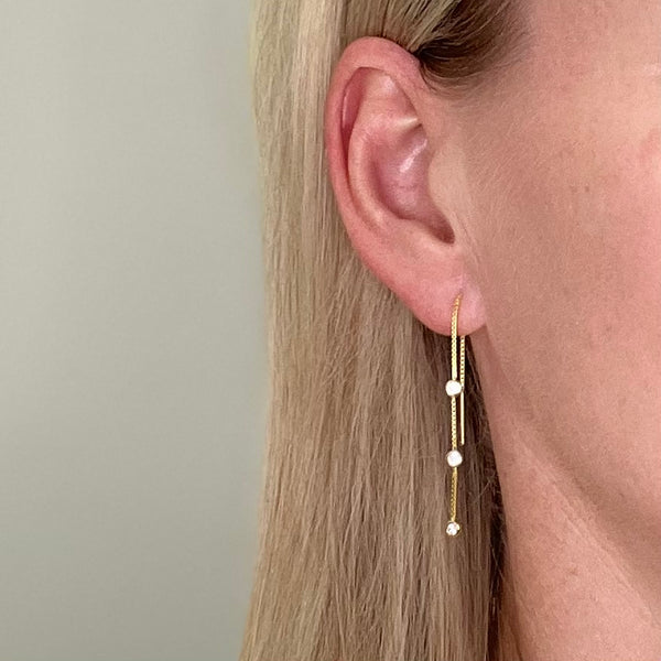 Sterling Silver Crystal Threader Drop - Gold