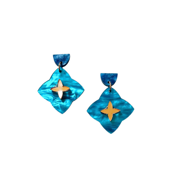 Large Mosaic Drop Earrings - Turquoise