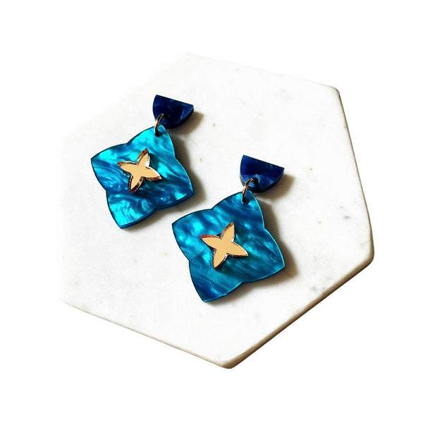 Large Mosaic Drop Earrings - Turquoise
