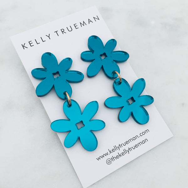 Bloom Drop Earrings - Teal
