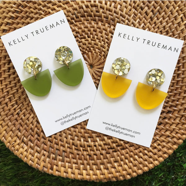 Small Semi Drop Earrings - Mustard