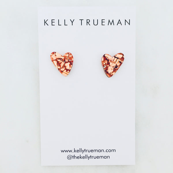 Sweet Heart Studs - Rose Gold