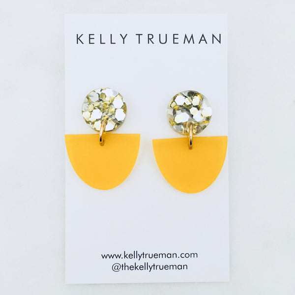 Small Semi Drop Earrings - Mustard