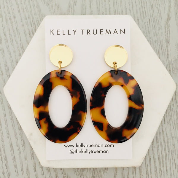 Large Oval Drop Earrings - Amber