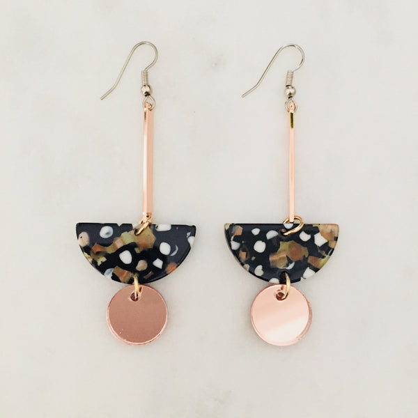 Pendulum Drop Earrings - Rose Gold