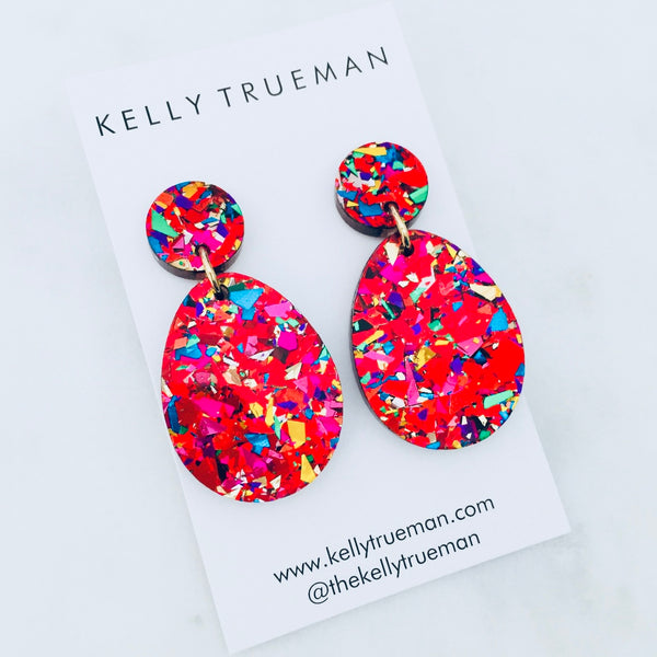 Classic Tear Drop Earrings - Fiesta Red