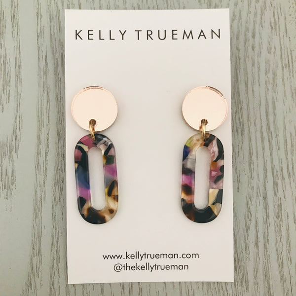 Small Link Drop Earrings - Multi & Rose Gold