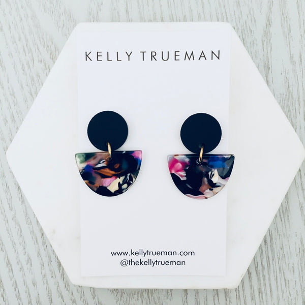 Small Semi Drop Earrings - Multi/Black
