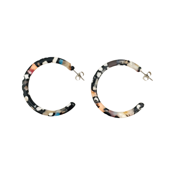 Hoop Earrings - Black & White Mix