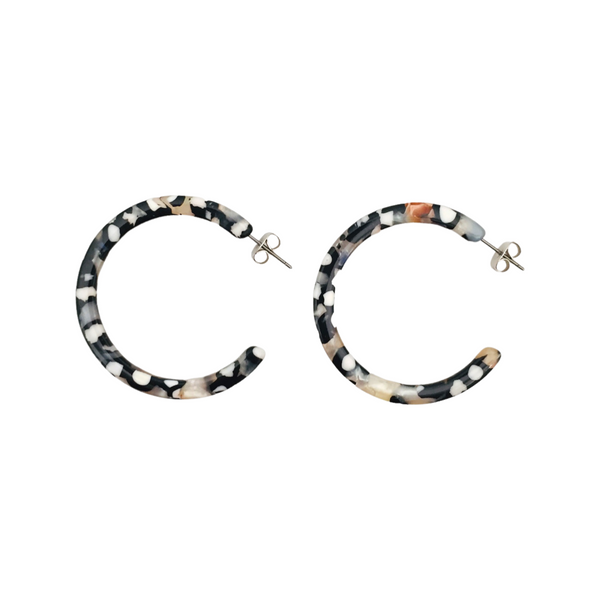 Hoop Earrings - Black & White Mix