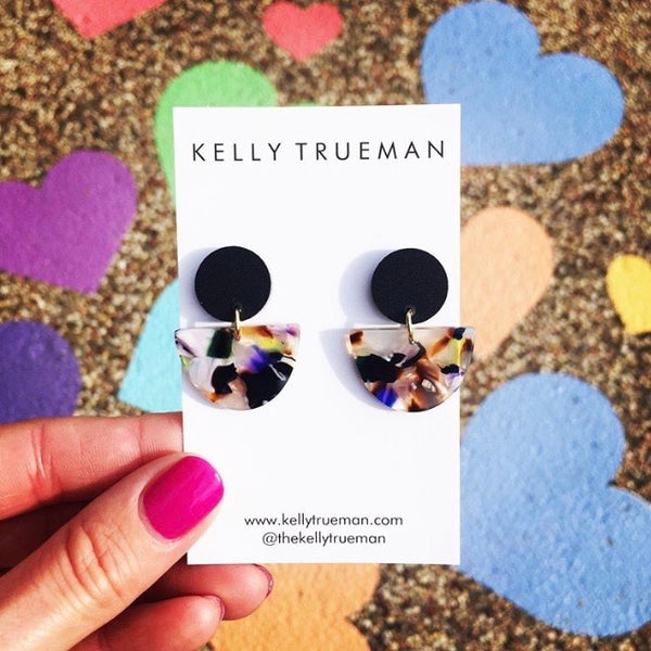 Small Semi Drop Earrings - Multi/Black