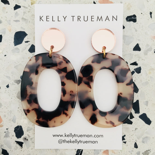 Large Oval Drop Earrings - Ash/Blonde
