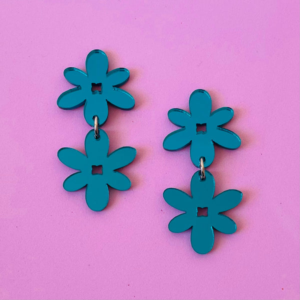 Bloom Drop Earrings - Teal
