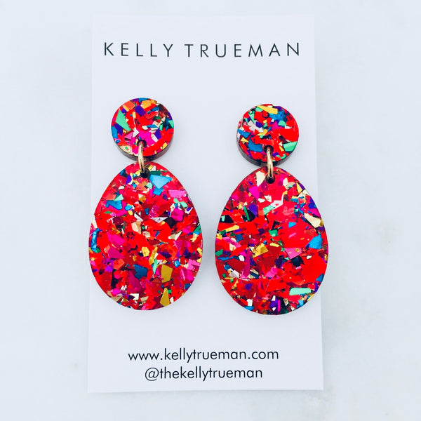 Classic Tear Drop Earrings - Fiesta Red