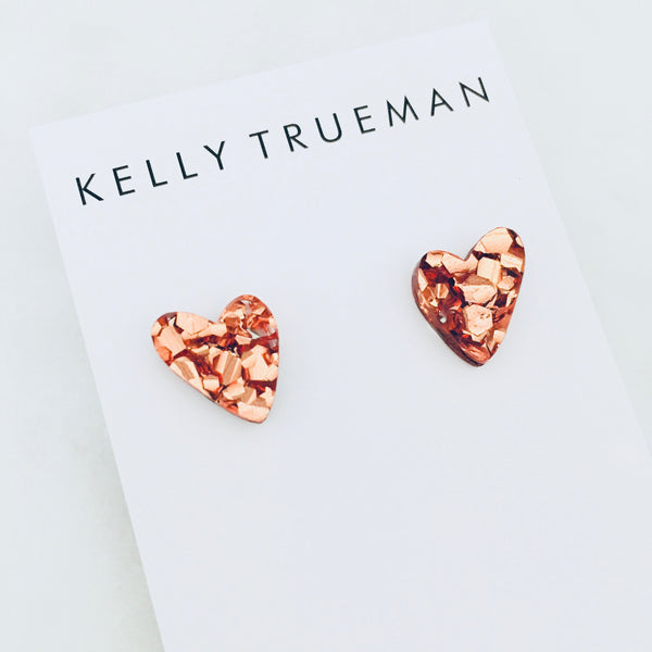 Sweet Heart Studs - Rose Gold