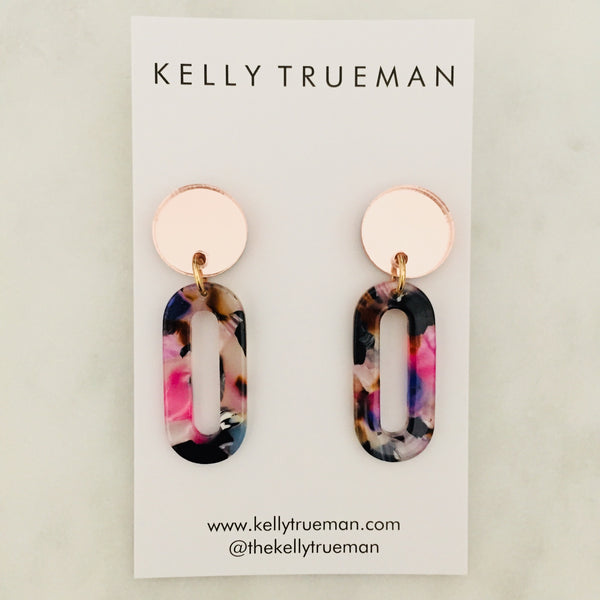 Small Link Drop Earrings - Multi & Rose Gold