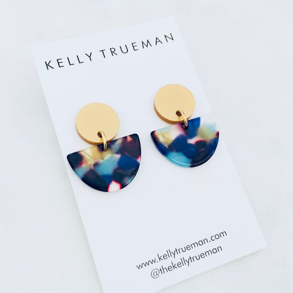 Small Semi Drop Earrings - Blue