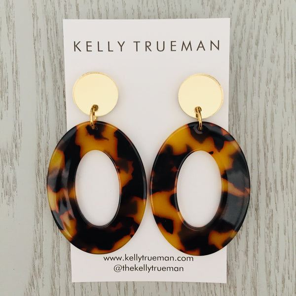 Large Oval Drop Earrings - Amber