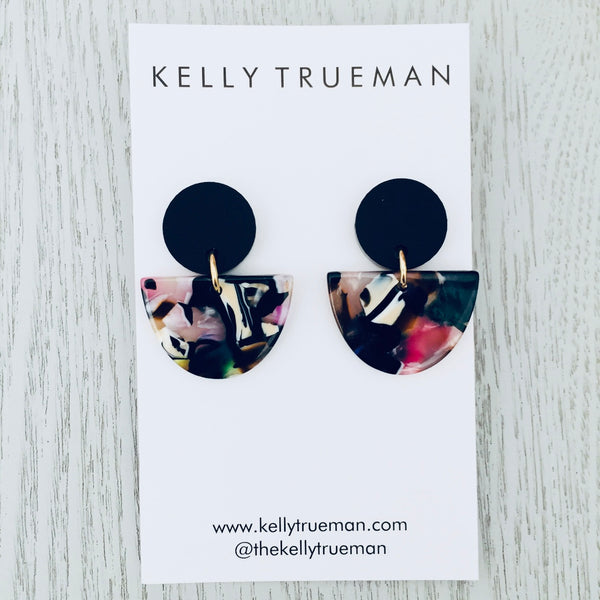 Small Semi Drop Earrings - Multi/Black