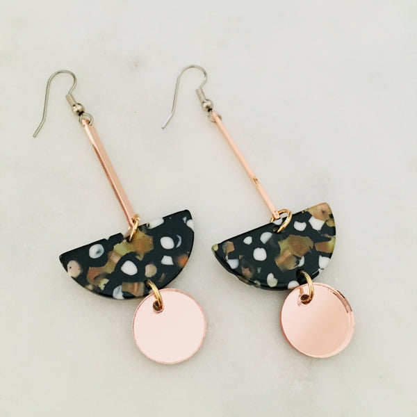 Pendulum Drop Earrings - Rose Gold