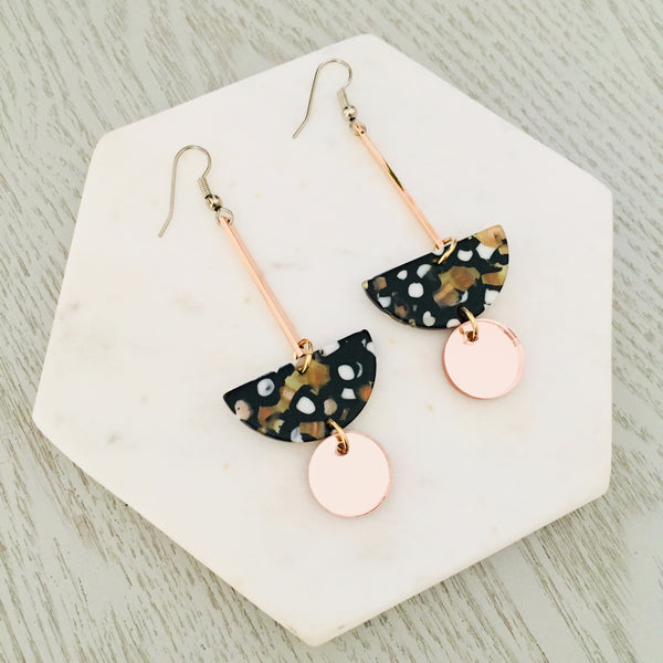 Pendulum Drop Earrings - Rose Gold
