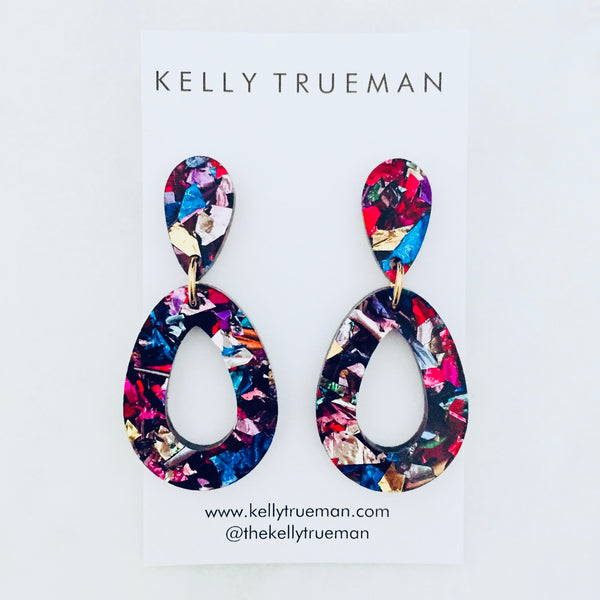 Open Tear Drop Earrings - Multi