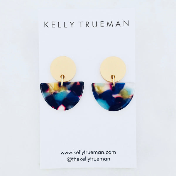 Small Semi Drop Earrings - Blue