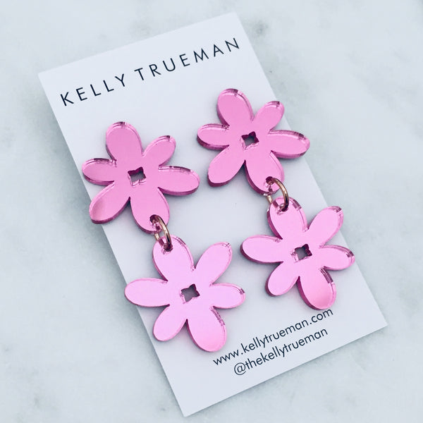 Bloom Drop Earrings - Pink
