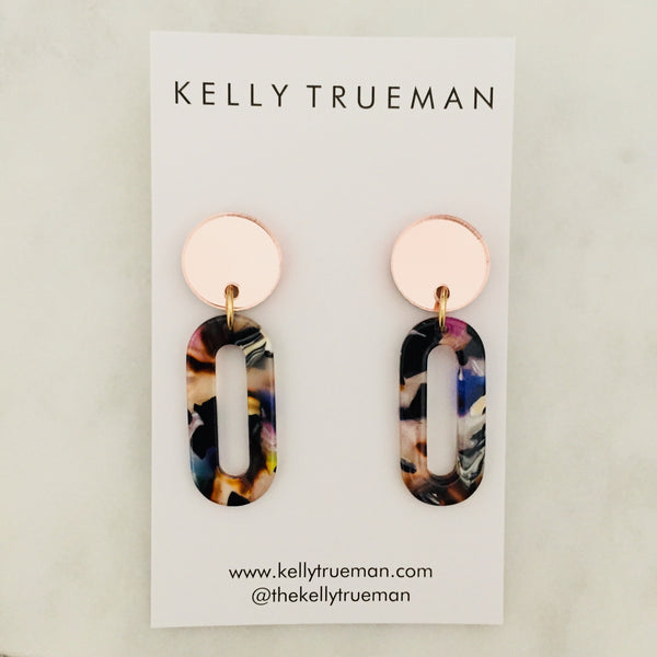 Small Link Drop Earrings - Multi & Rose Gold