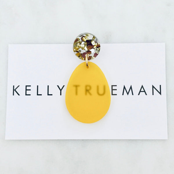 Small Semi Drop Earrings - Mustard