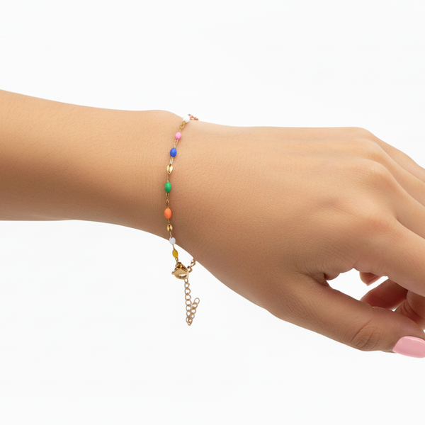 Fine Enamel Bracelet - Silver & Multi