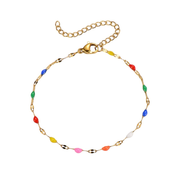Fine Enamel Bracelet - Gold & Multi