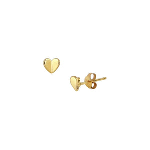 Sterling Silver Love Letter Heart Studs - Gold