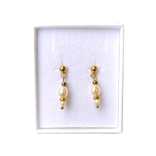 Beaded Drop Earrings - Pearl