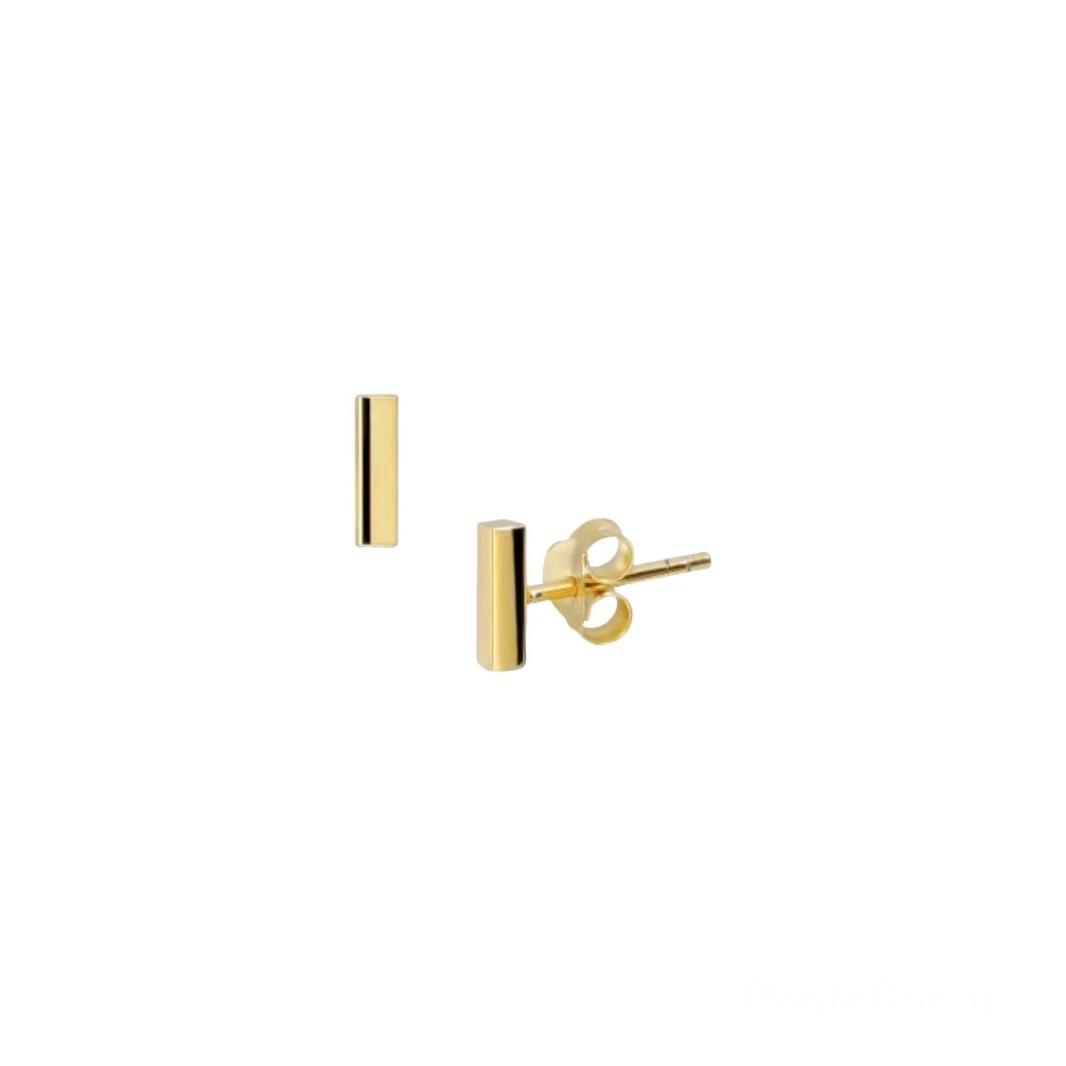 Sterling Silver Bar Studs - Gold