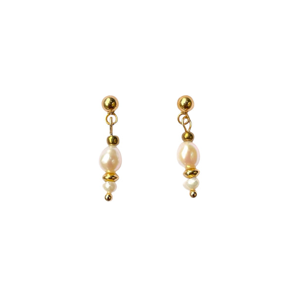 Beaded Drop Earrings - Pearl