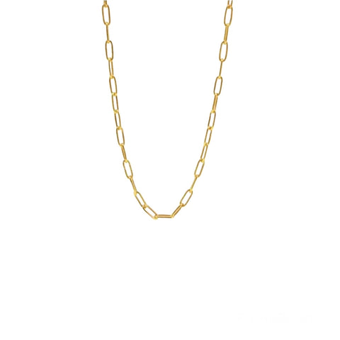 Sterling Silver Paper Clip Link Necklace - Gold