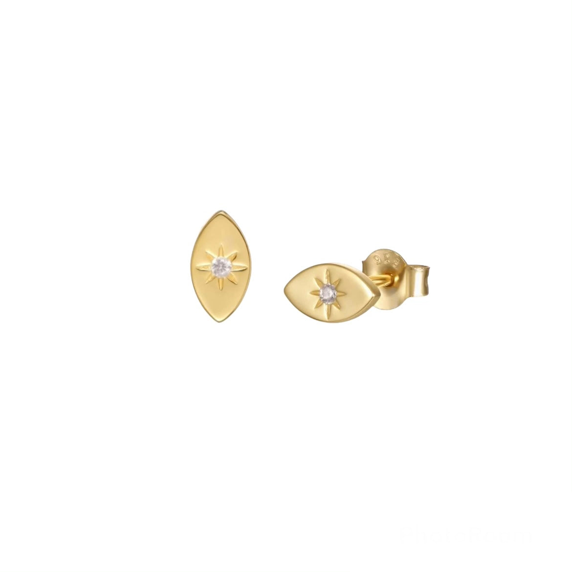 Sterling Silver Lucky Eye Studs - Gold