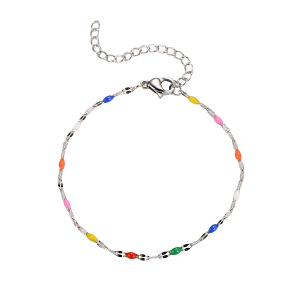 Fine Enamel Bracelet - Silver & Multi