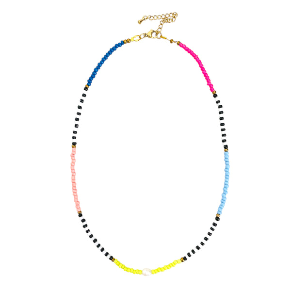 Beaded Necklace - Lime & Multi